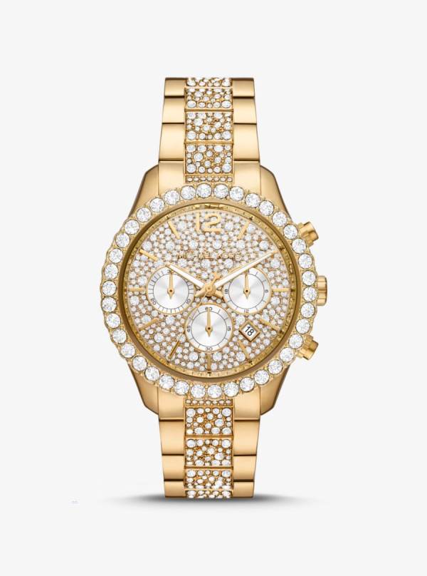 Panske Oversized Hodinky Michael Kors Oversized Layton Pavé Gold-Tone Zlate - Hodinky Michael Kors Slevy | WTZGP-6538
